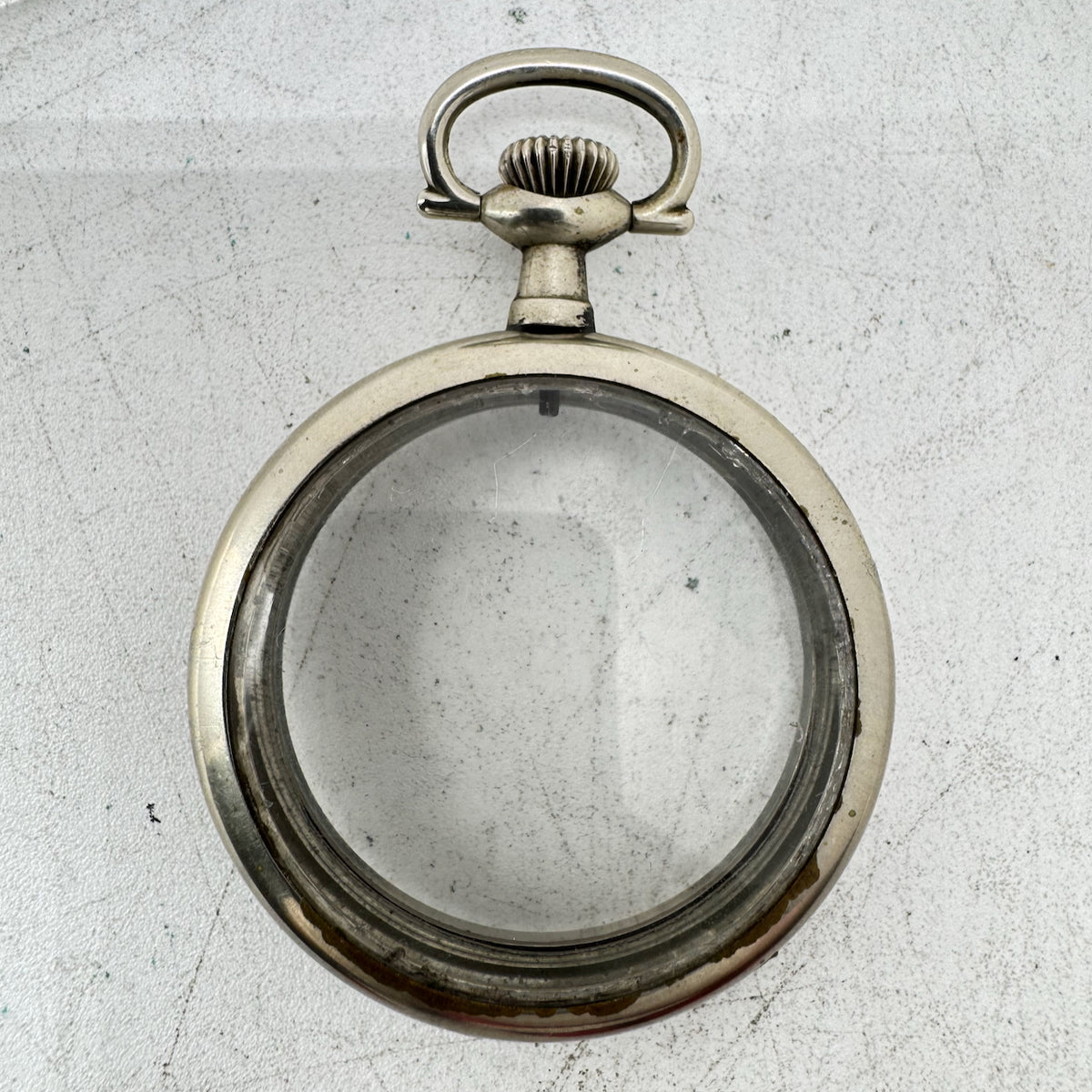 Antique 12 Size Unbranded Conversion Open Face Pocket Watch Case Nickel USA
