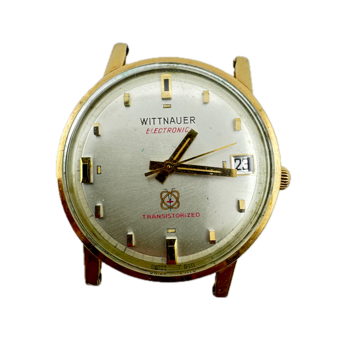 Vintage 34mm Wittnauer Transistorized Date Men's Electronic Wristwatch 10k GF