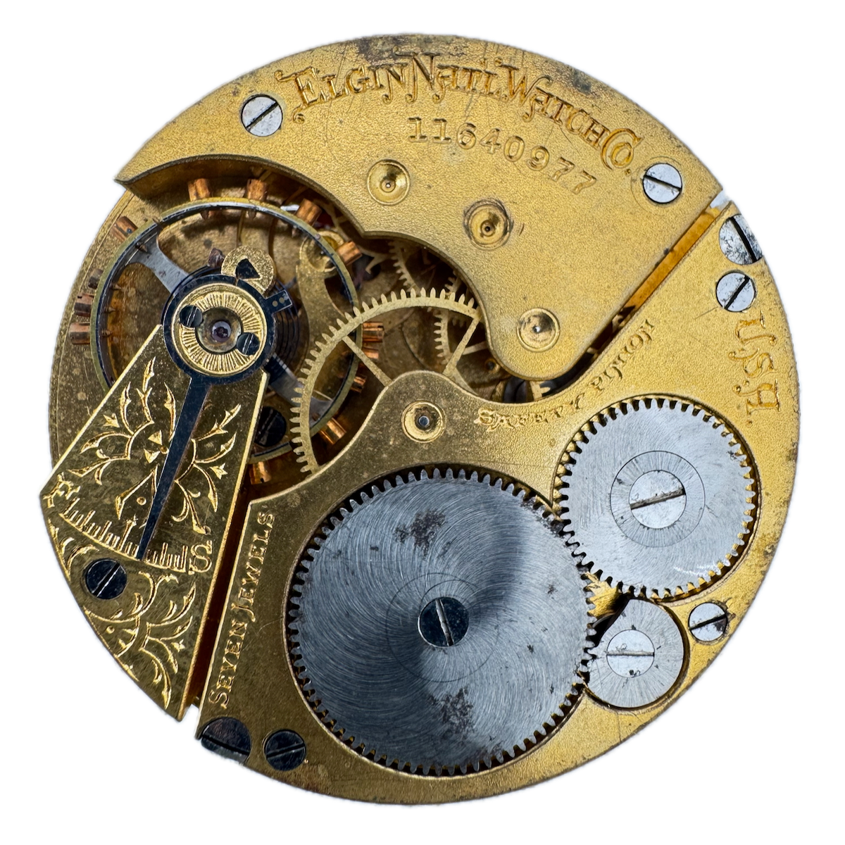 Antique 16s 1905 Elgin 7 Jewel Mechanical Hunter Pocket Watch Movement 292 USA