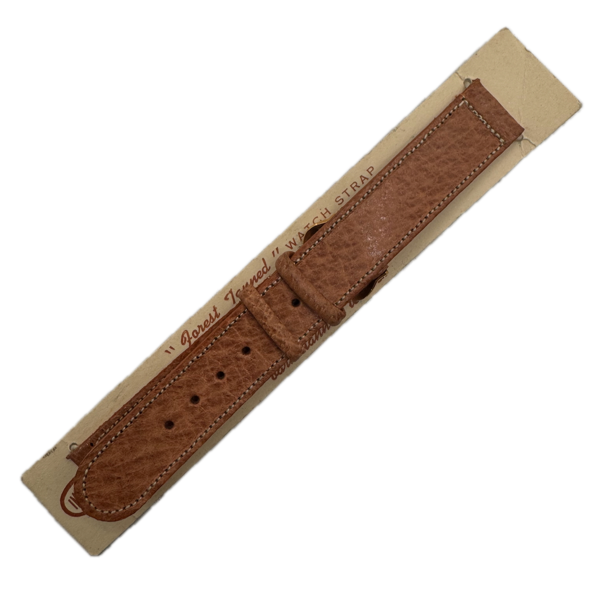 Vintage 16mm Improved Men's Wristwatch Band Pigskin Forest Tanned Two Piece