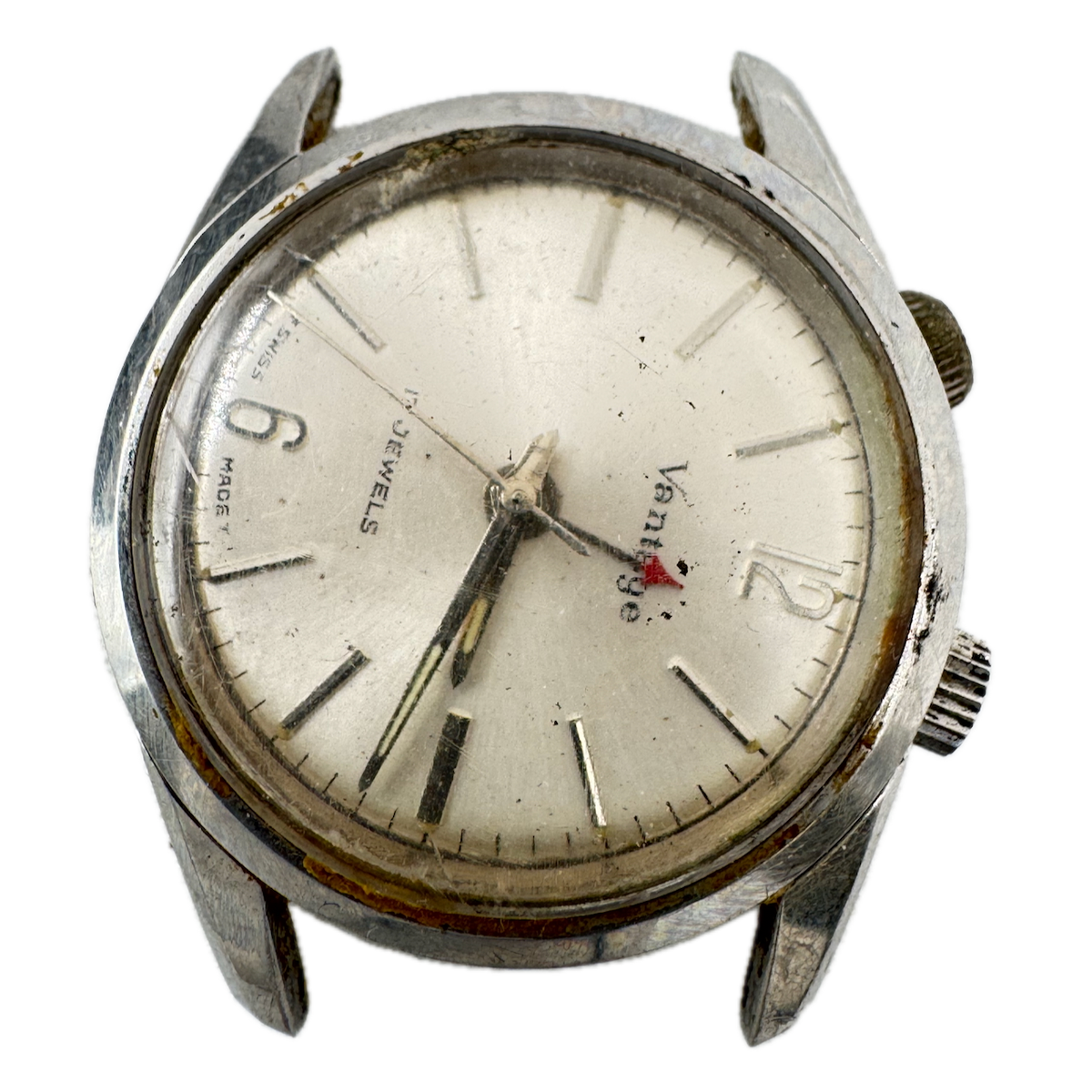 Vintage Vantage Alarm Sunburst Men's Mechanical Wristwatch 4T3 Swiss Steel