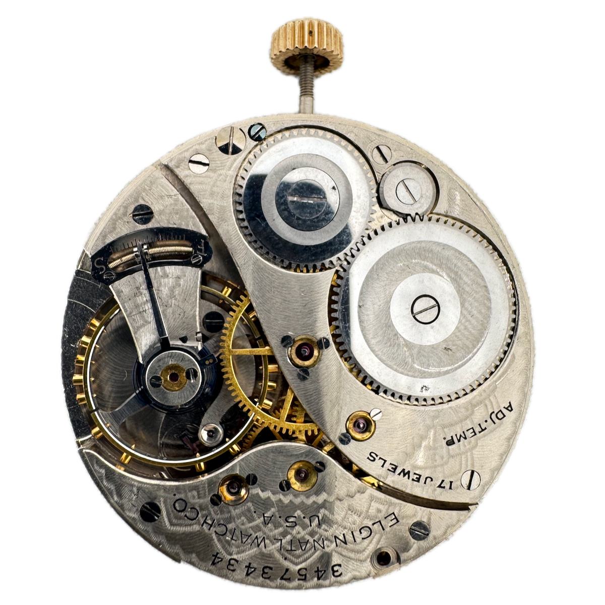 Vintage 12s 1934 Elgin 17 Jewel Mechanical Pocket Watch Movement 495 USA