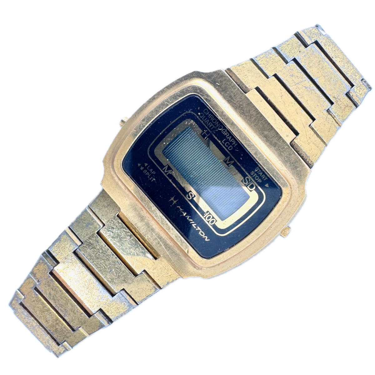 Vintage Hamilton Multigraph Men's Digital LCD Wristwatch USA Gold Tone