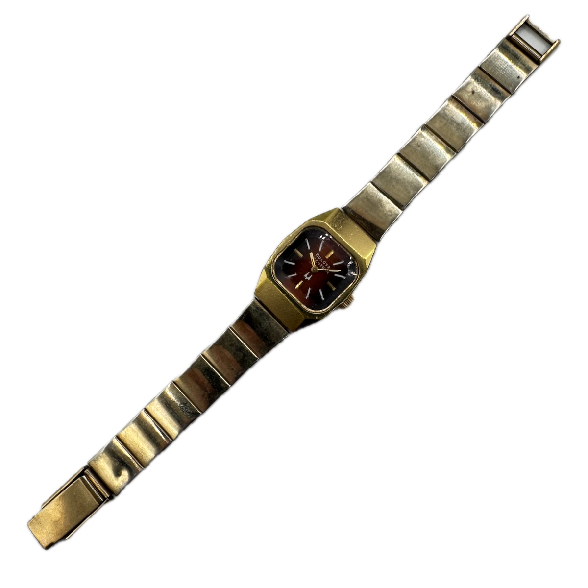 Vintage 1977 Accutron 3629 Red Ladies Tuning Fork Wristwatch 2210 Gold Tone