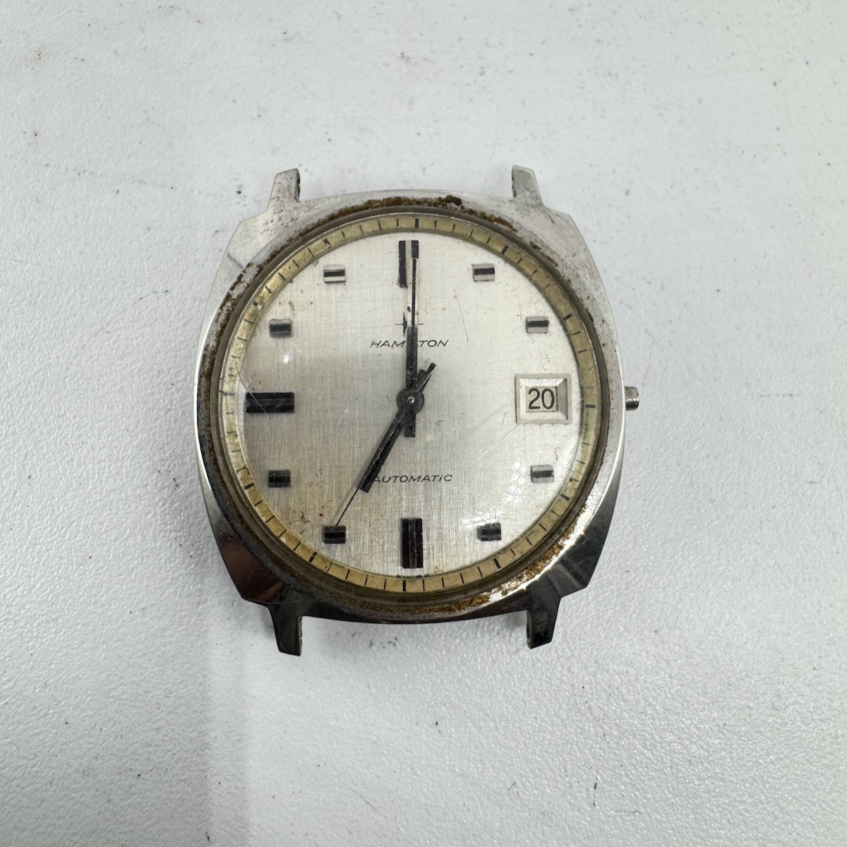 Vintage 34mm Hamiltion Linen Dial Men's Automatic Wristwatch Swiss Steel