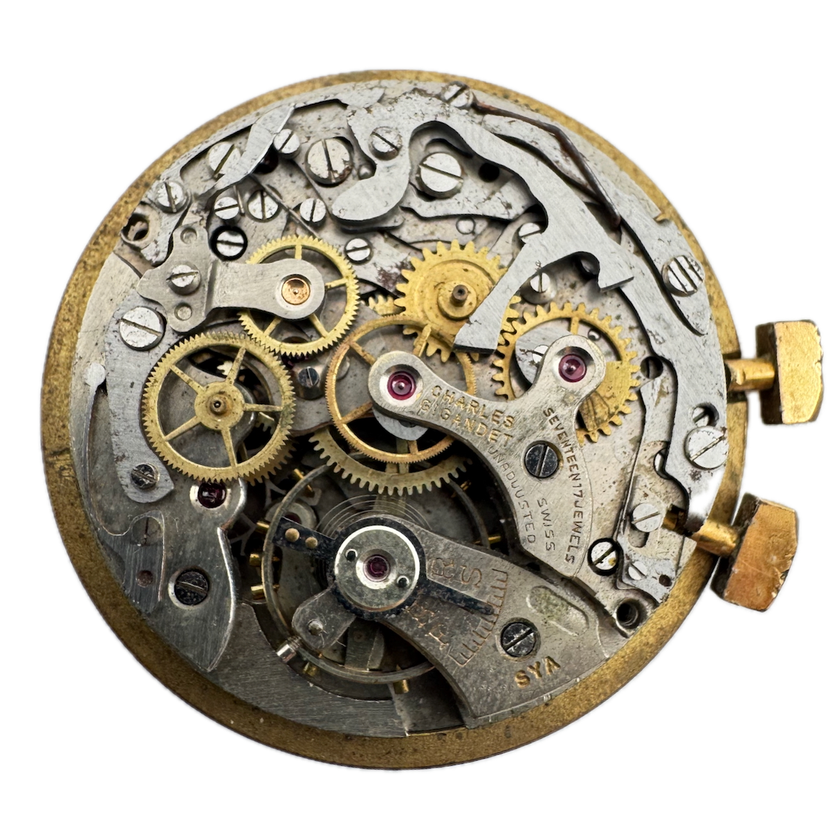 Vintage 35mm Arbona Bi-Compax Chronograph Men's Wristwatch Movement Landeron 51