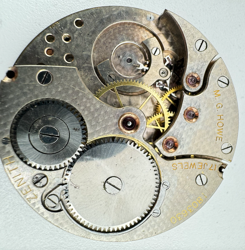 Antique 43mm Zenith Howe Canaidan Mechanical Pocket Watch Movement for Parts