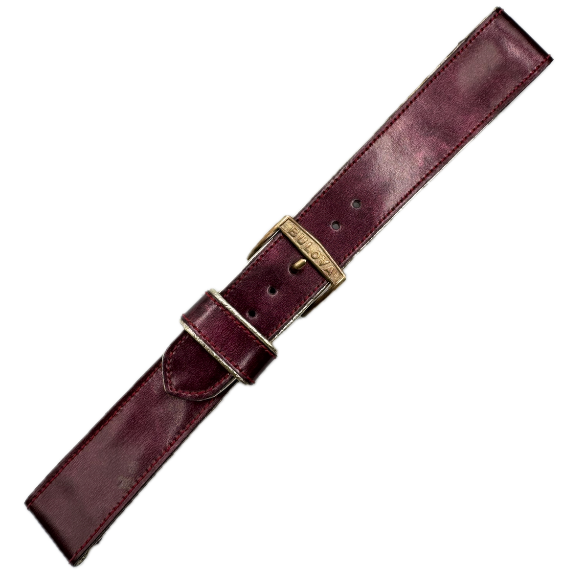 Vintage 18mm Bulova Men's Wristwatch Band Gold Tone Magenta Purple USA