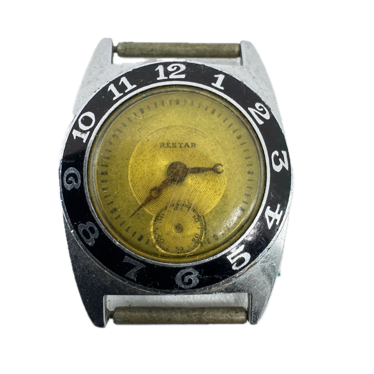 Vintage 24mm Restar Enamel Men's Mechanical Wristwatch 88 Chrome Rusted