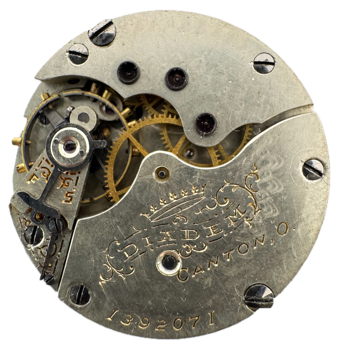 Antique 3/0s 1900 Hampden 15 Jewel Hunter Pocket Watch Movement Diadem USA