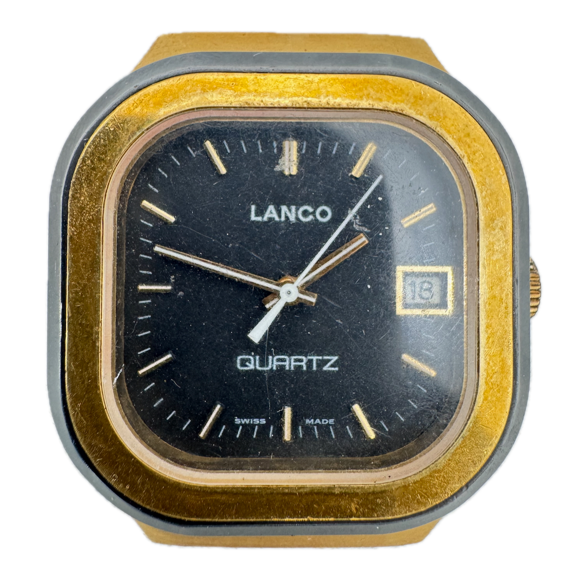 Vintage 36mm Lanco Chunky Men's Quartz Wristwatch 2030 Step Motor Swiss fParts