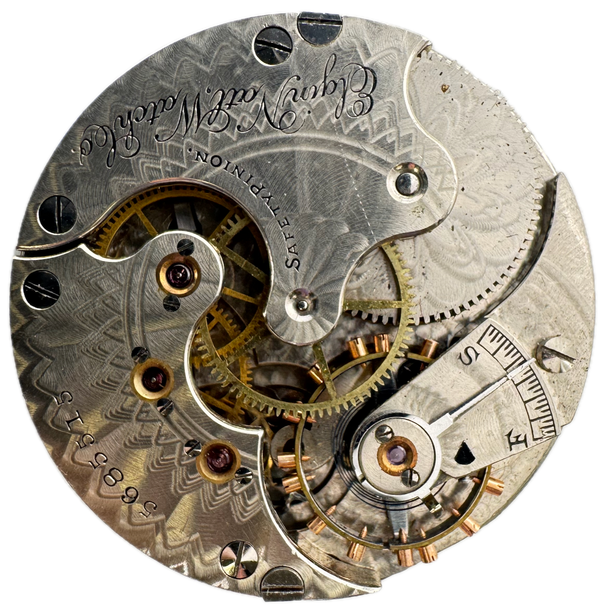 Antique 6s 1895 Elgin 15J Mechanical Hunter Pocket Watch Movement 121 USA Roman