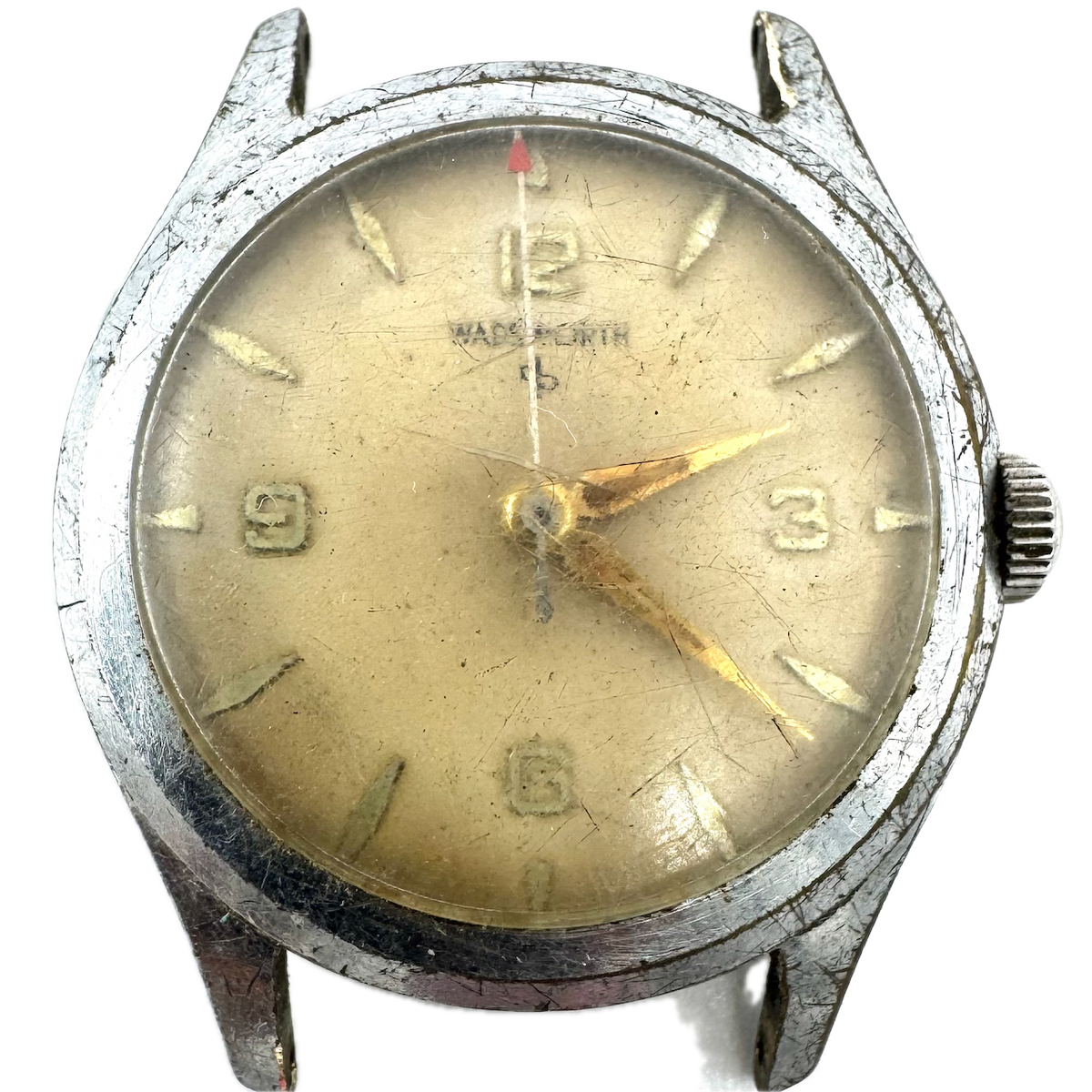 Vintage 32mm Wadsworth Men's Mechanical Wristwatch Swiss Made Steel & Chrome