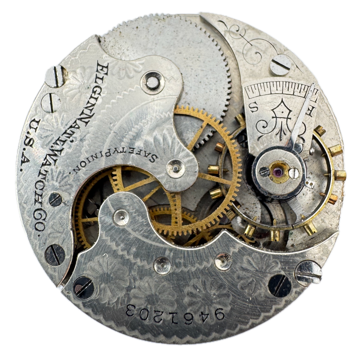 Antique 6s 1902 Elgin 7 Jewel Mechanical Hunter Pocket Watch Movement 206 USA