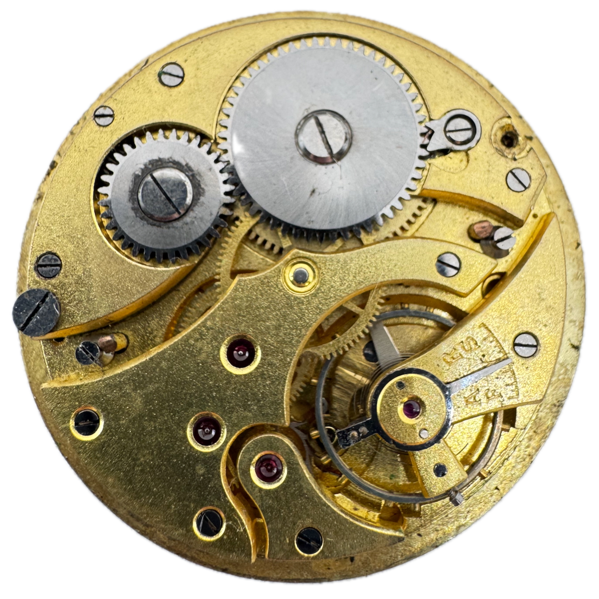 Antique 39.5mm Unbranded Diamond 24 Hour Mechanical Pocket Watch Movement Swiss