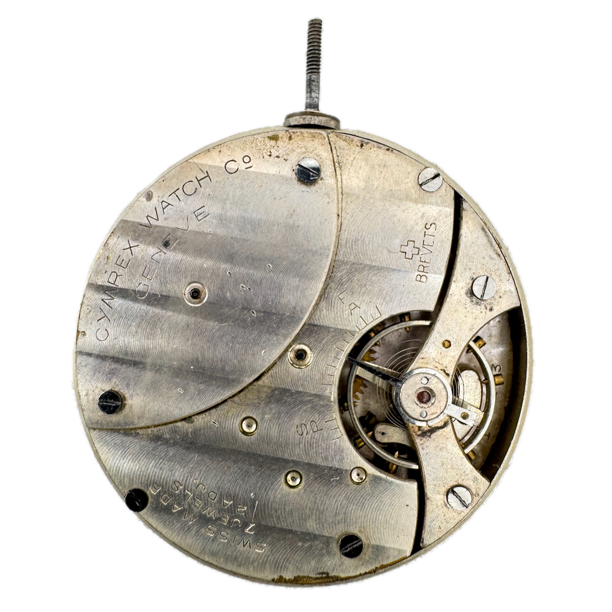 Antique Geneve Cymrex 7 Jewel Mechanical Pocket Watch Movement Brevets Swiss