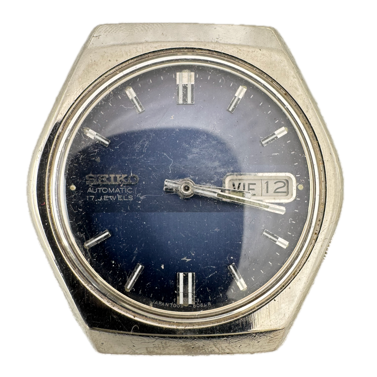 Vintage 38mm Seiko 7009-8063 Blue Dial Men's Automatic Wristwatch Japan Steel