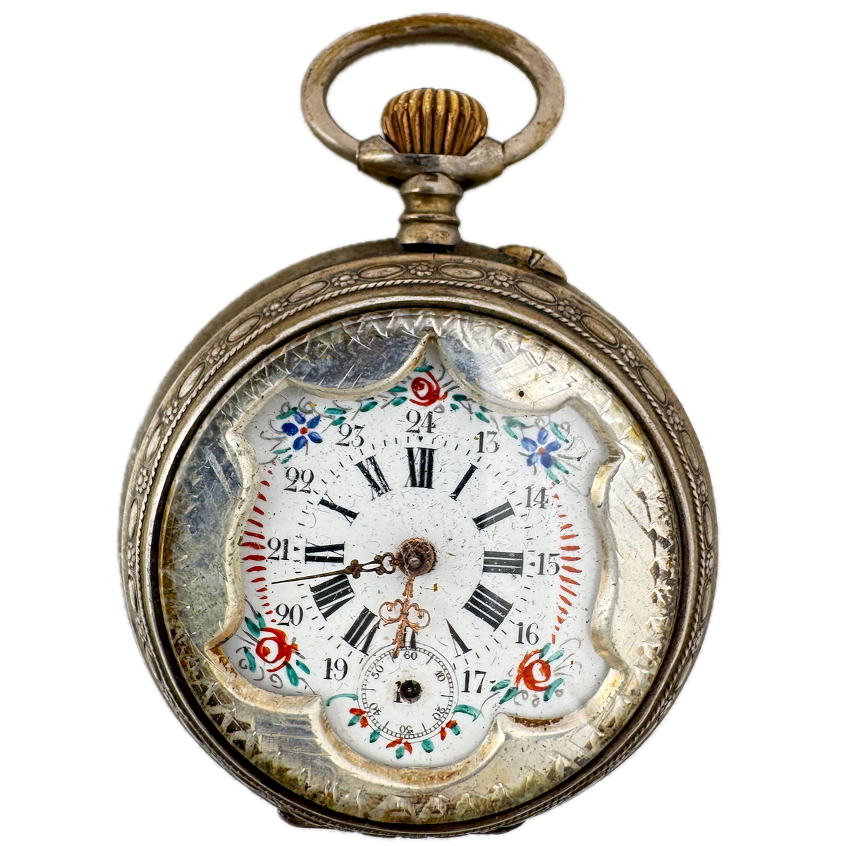 Antique 51mm Unbranded 10 Jewel Cylinder Escapement Pocket Watch .800 Silver