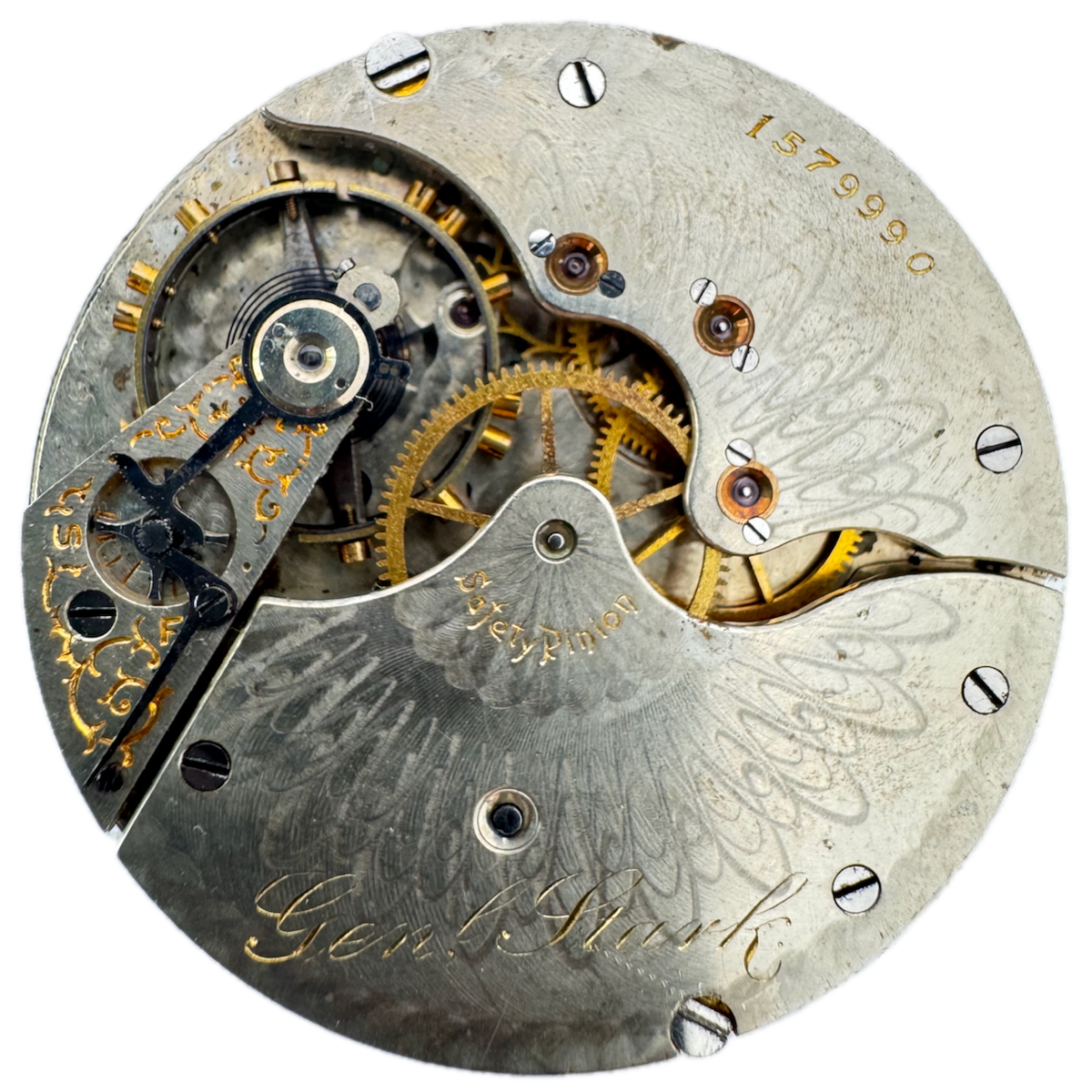 Antique 12s Hampden 15j Mechanical Hunter Pocket Watch Movement Gen'l Stark