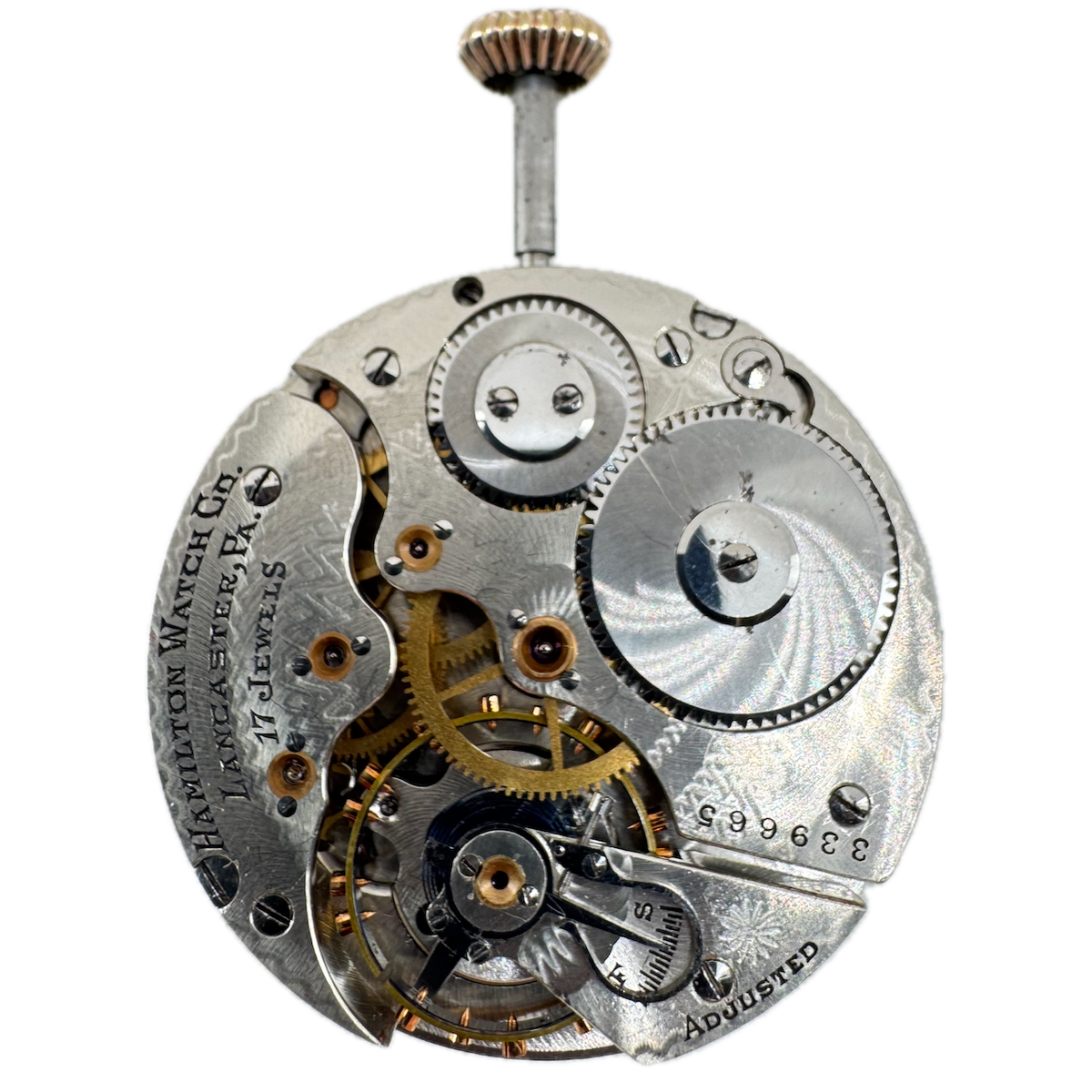 Antique 16s 1905 Hamilton 17 Jewel Mechanical Hunter Pocket Watch Movement 975