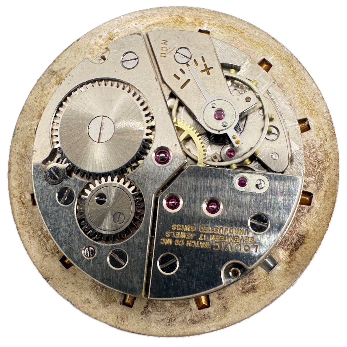 Vintage Louvic Mystery Dial Mechanical Men's Wristwatch Movement Peseux 330