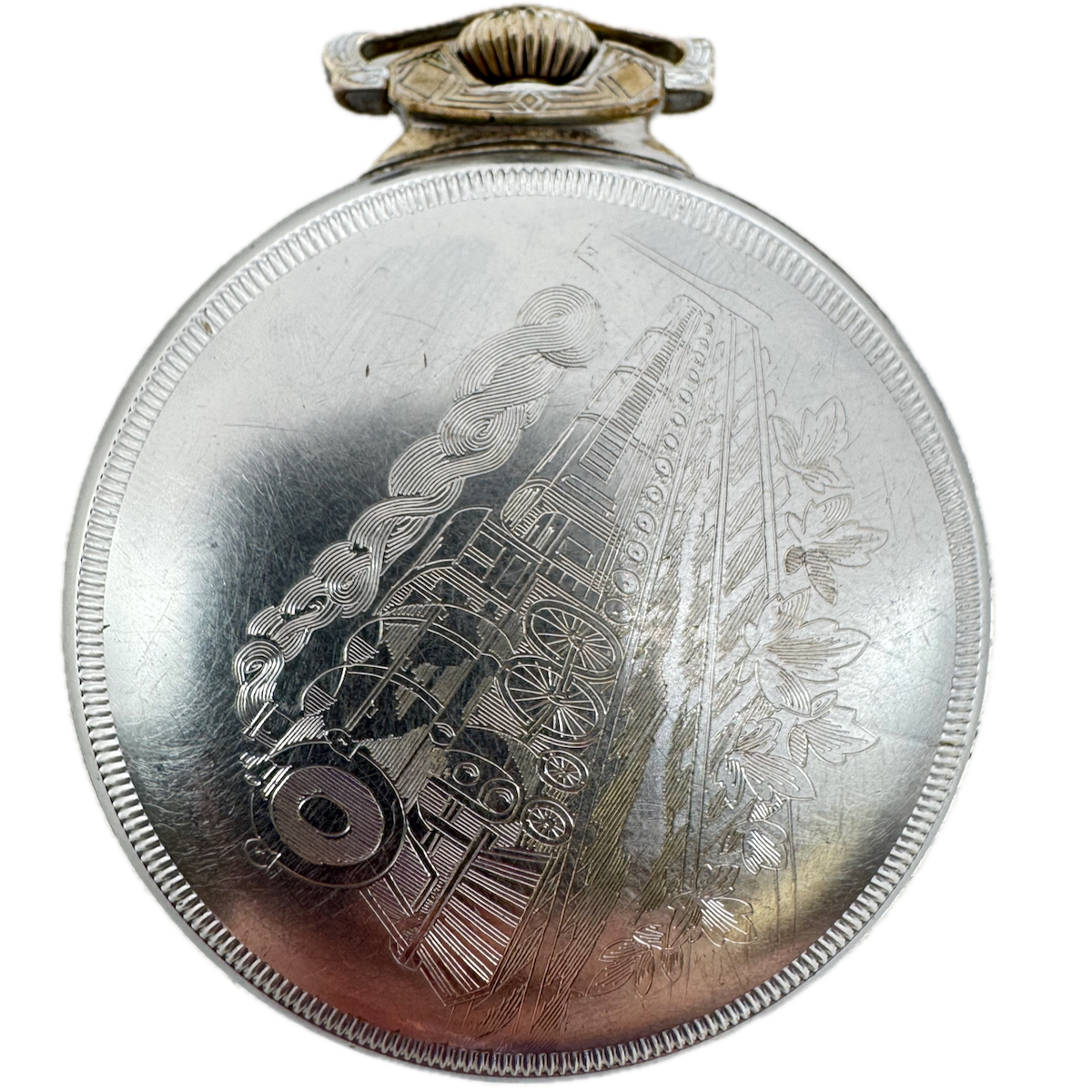 Antique 18s Star Locomotive Open Face Pocket Watch Case Chrome Plated USA