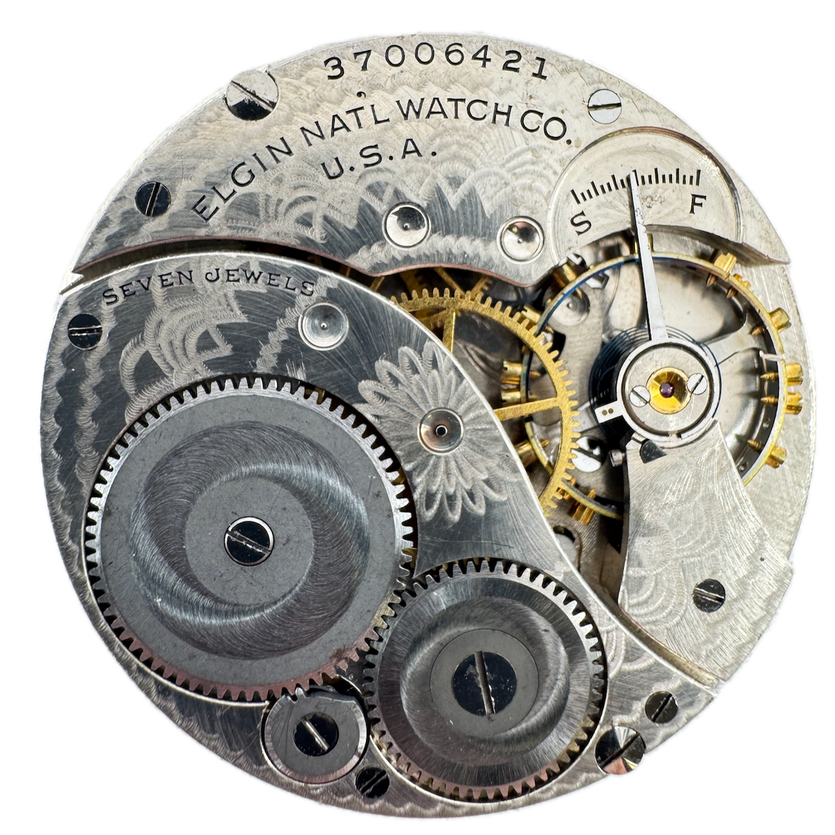 Vintage 12s 1938 Elgin 7 Jewel Mechanical Pocket Watch Movement 303 USA