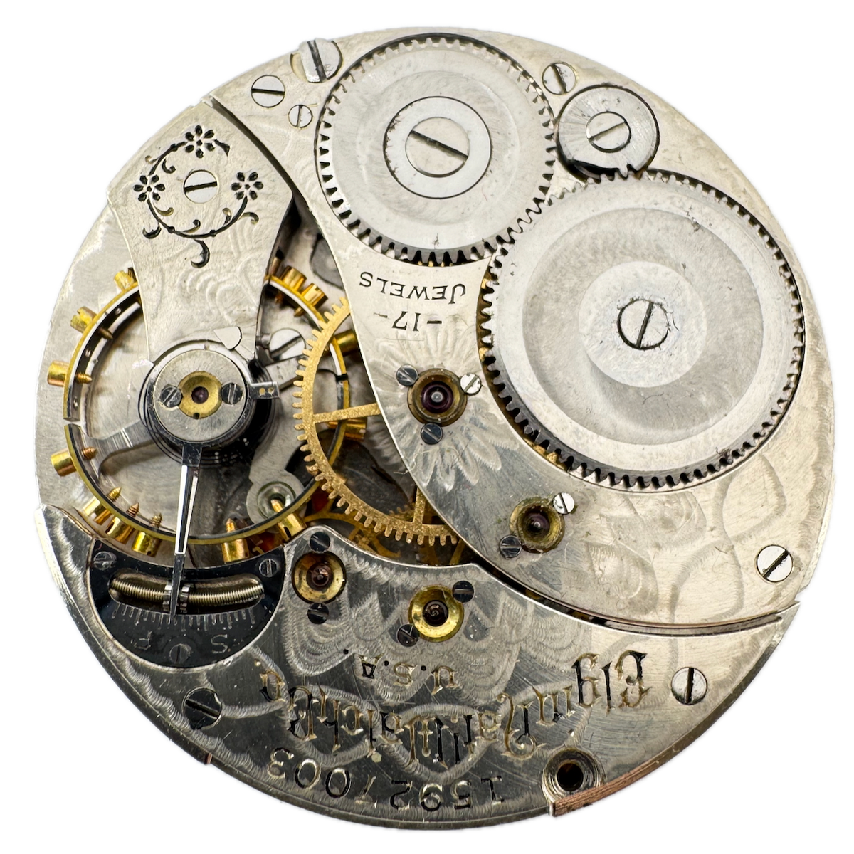 Antique 12 SIze 1911 Elgin 17 Jewel Mechanical Pocket Watch Movement 345 USA
