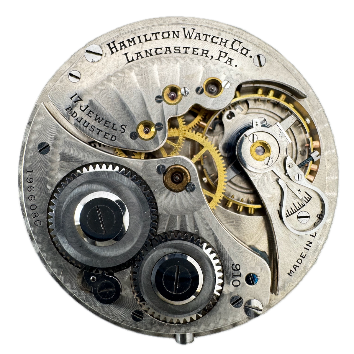 Antique 14s 1923 Hamilton 17 Jewel Mechanical Pocket Watch Movement 910 USA