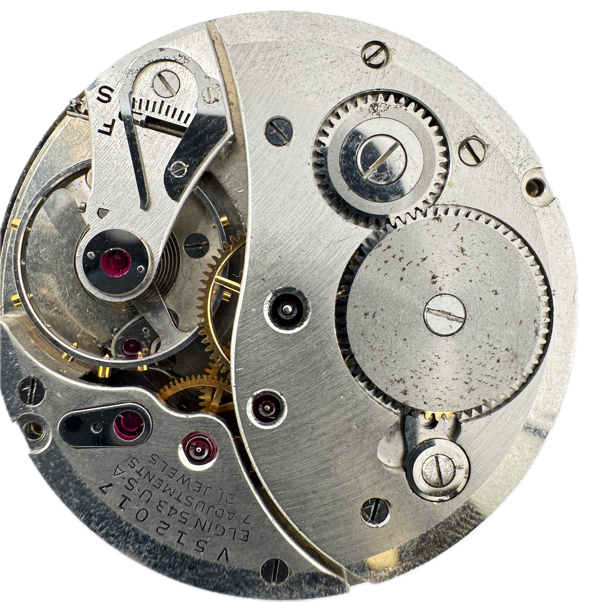 Vintage 10 Size 1949 Elgin 21 Jewel Mechanical Pocket Watch Movement 543 USA