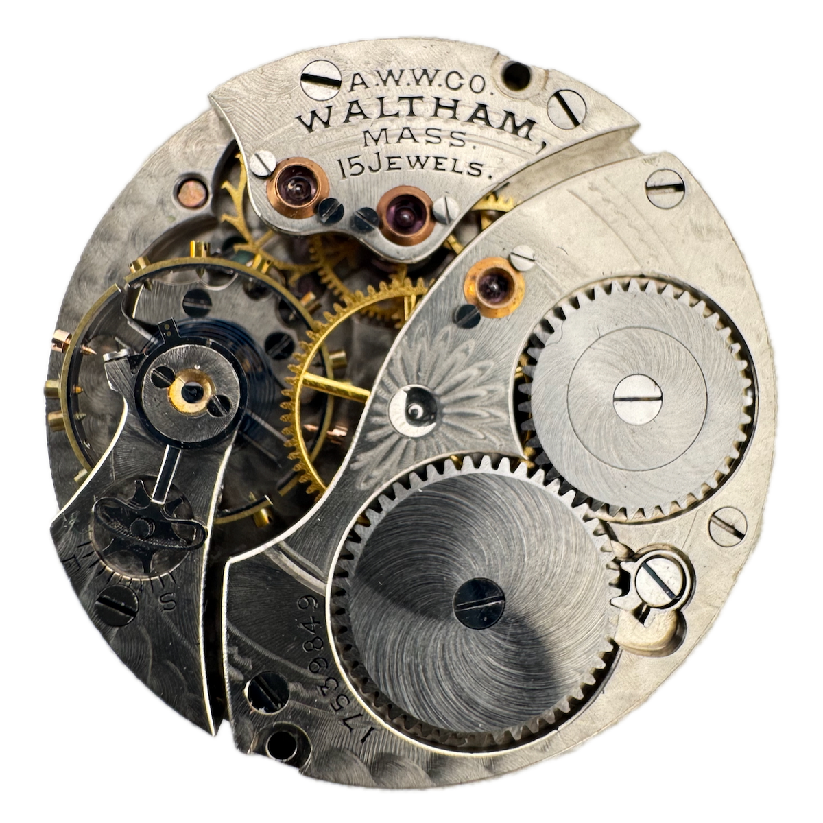 Antique 0s 1908 Waltham 15j Mechanical Hunter Pocket Watch Movement 165 USA