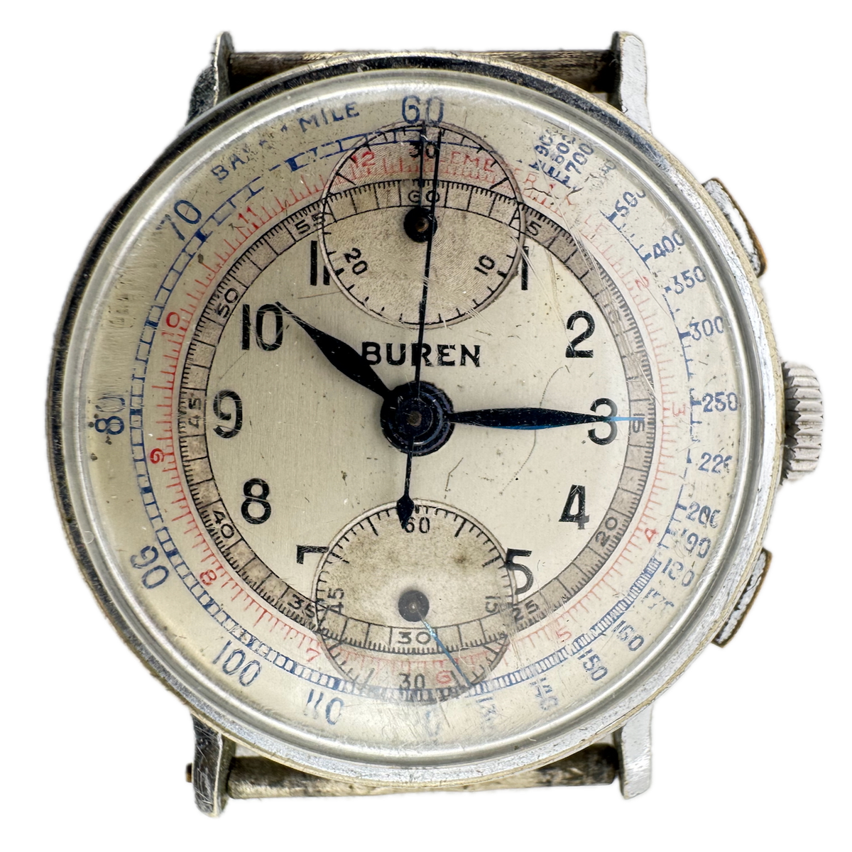 Vintage 32mm Buren Men's Mechanical Wristwatch Venus 170 Swiss Chrome for Parts