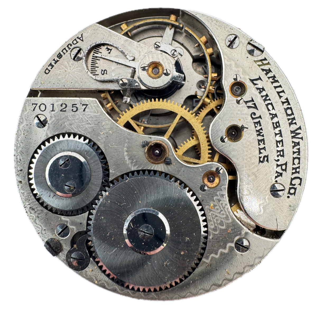 Antique 16s 1907 Hamilton 17 Jewel Mechanical Pocket Watch Movement 974 USA