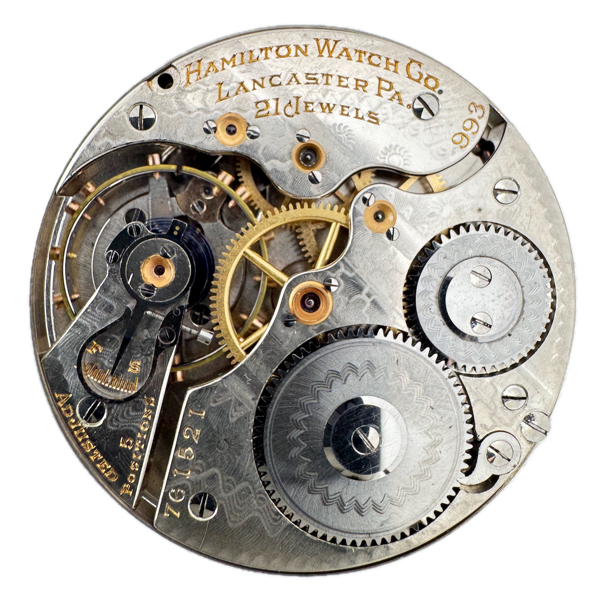 Antique 16s 1910 Hamilton 21j Hunter Railroad Pocket Watch Movement 993 USA