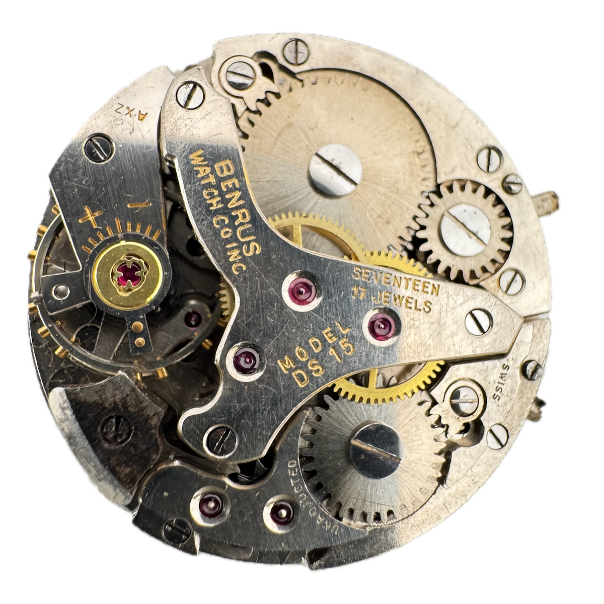 Vintage 27mm Benrus 17 Jewel Mechanical Men's Wristwatch Movement DS 15 Swiss