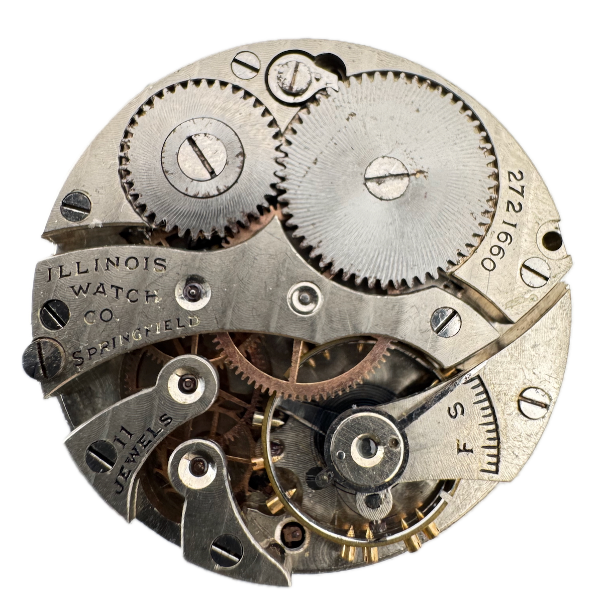 Antique 0s 1915 Illinois 11j Mechanical Open Face Pocket Watch Movement 201 USA