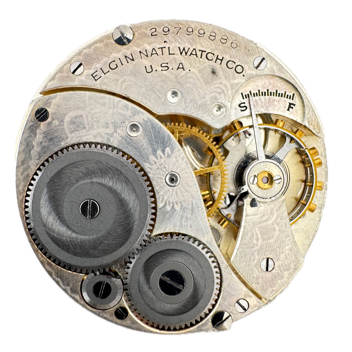 Antique 12s 1927 Elgin 7 Jewel Mechanical Pocket Watch Movement 303 USA