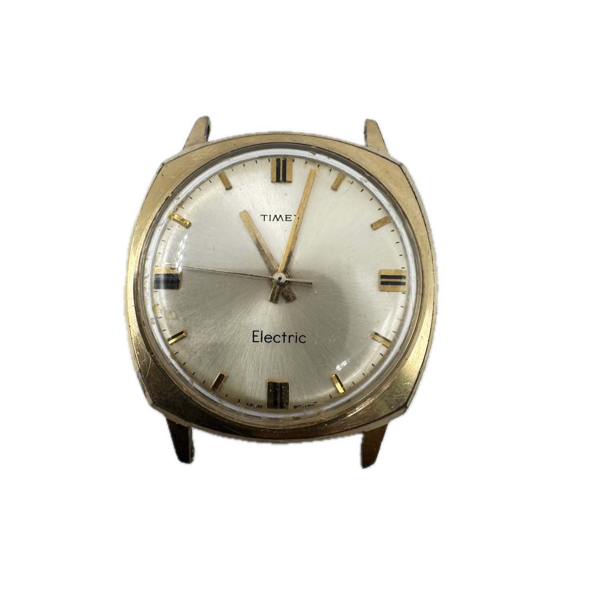 Vintage 34.5mm Timex Back Set Men's Electric Wristwatch Great Britain Gold Tone