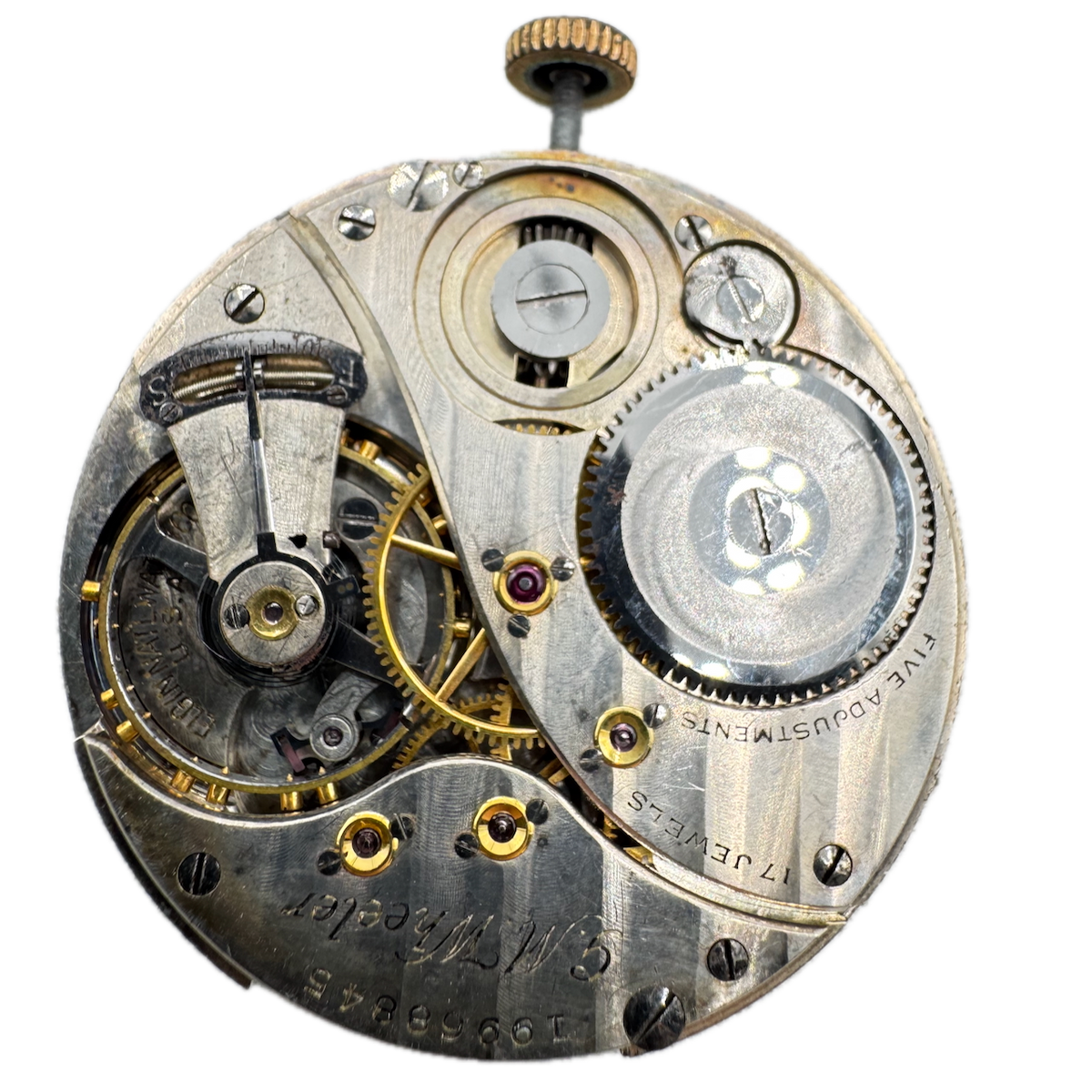 Antique 12s 1917 Elgin 17 Jewel Mechanical Pocket Watch Movement 441 USA