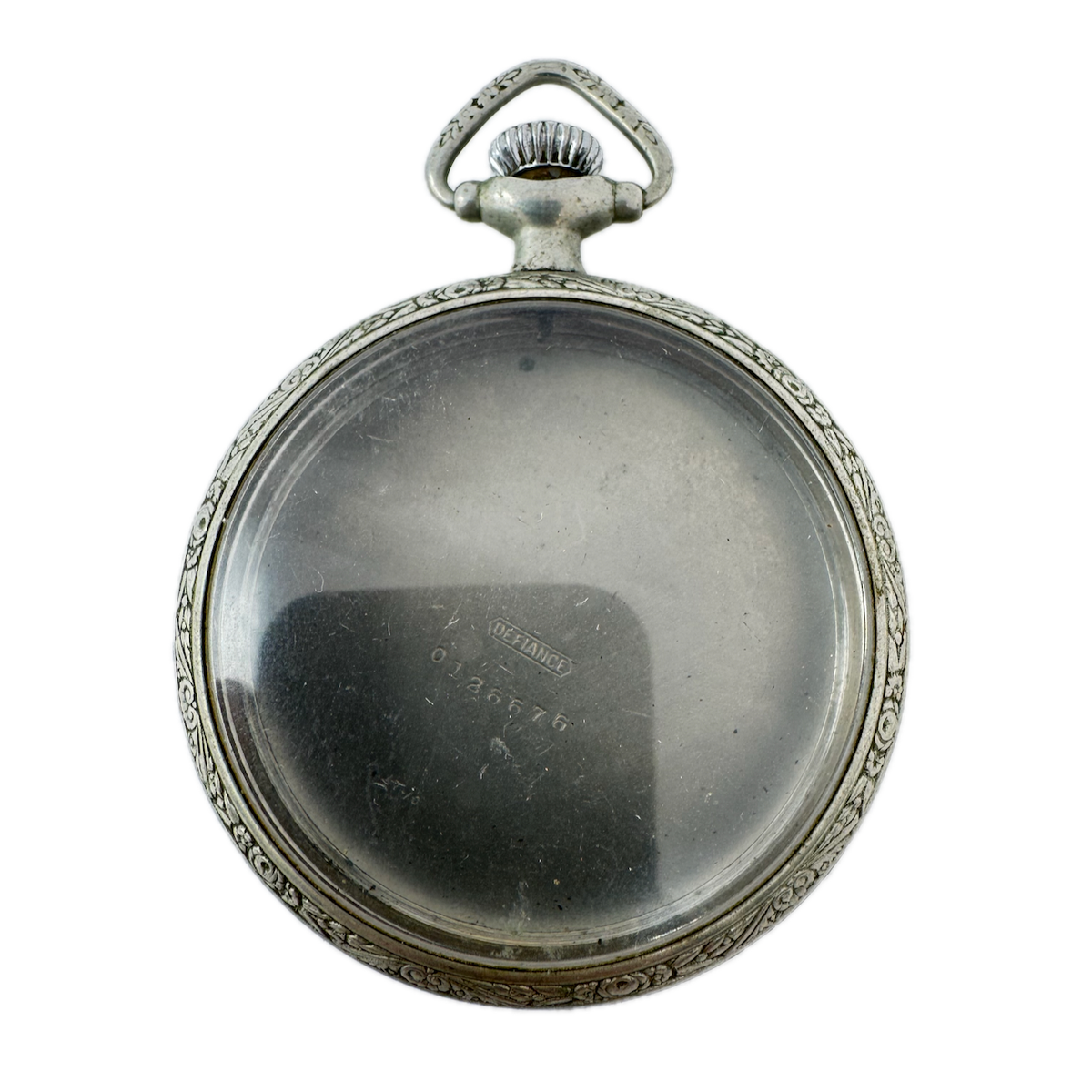 Antique 16s Illinois Spartan Open Face Pocket Watch Case Chrome Pinstriped USA