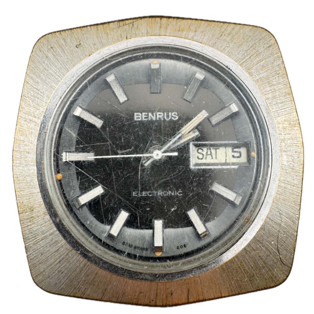 Vintage Benrus 6032-4067 Square Day Date Men's Electronic Wristwatch Swiss