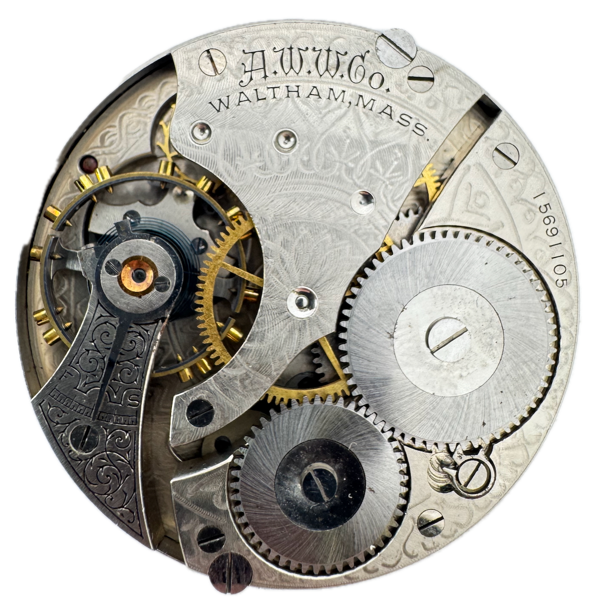 Antique 16s 1907 Waltham 7 Jewel Mechanical Pocket Watch Movement 610 USA