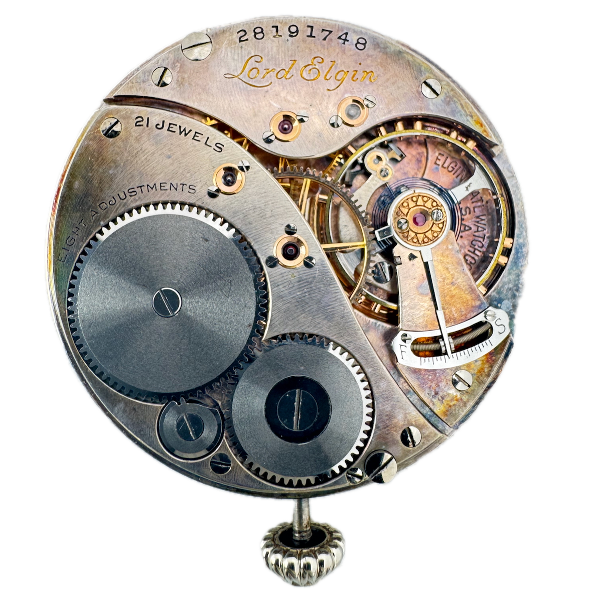 Antique 12s 1925 Lord Elgin 21 Jewel Mechanical Pocket Watch Movement 450 USA 3