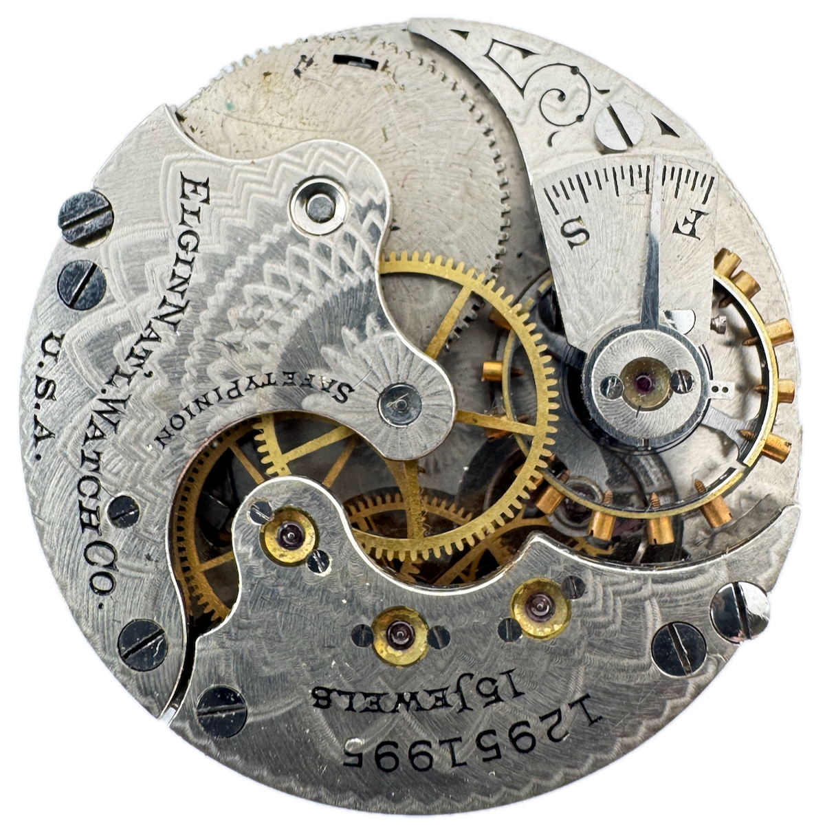 Antique 6s 1907 Elgin 15 Jewel Mechanical Hunter Pocket Watch Movement 295 USA
