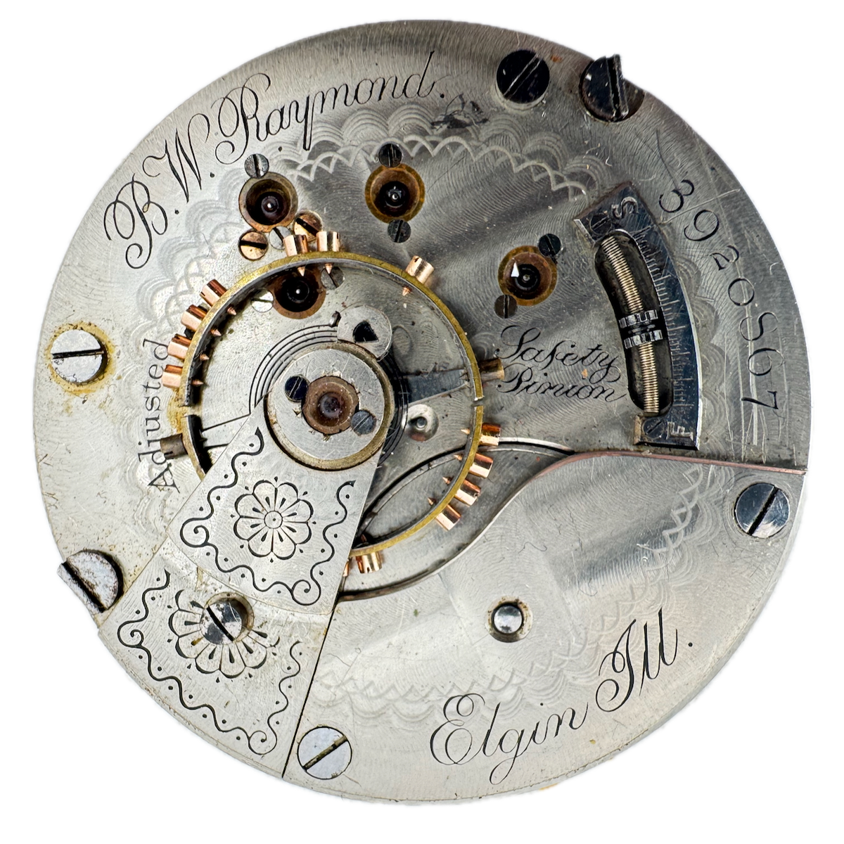 Antique 18s Elgin B.W. Raymond 15j Hunter Railroad Pocket Watch Movement 27