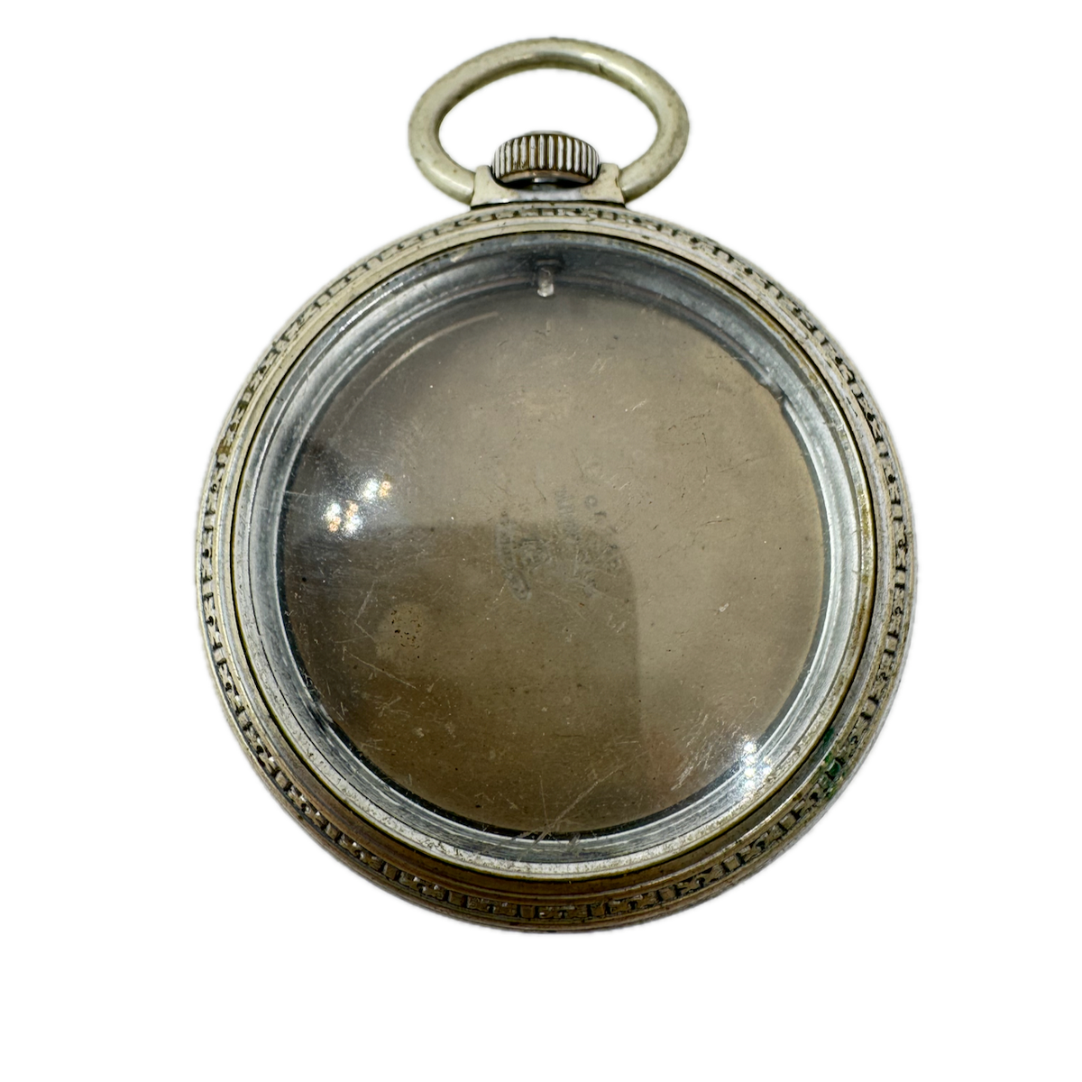 Antique 18 Size Keystone Open Face Pocket Watch Case Chrome Engraved USA