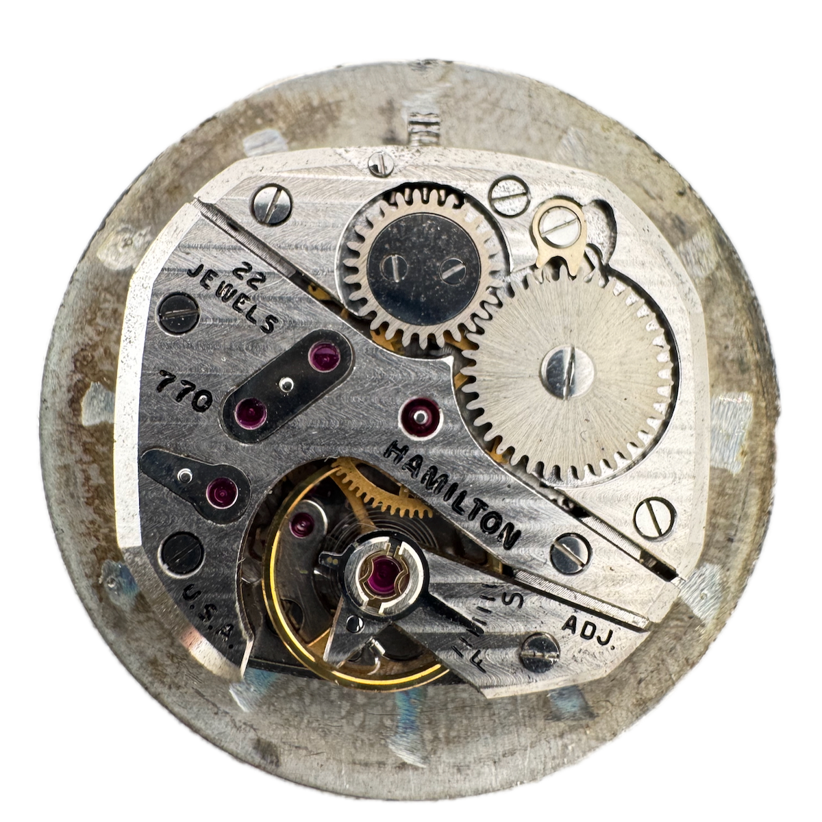 Vintage 30mm Hamilton Sunburst 22J Mechanical Men's Wristwatch Movement 770 USA