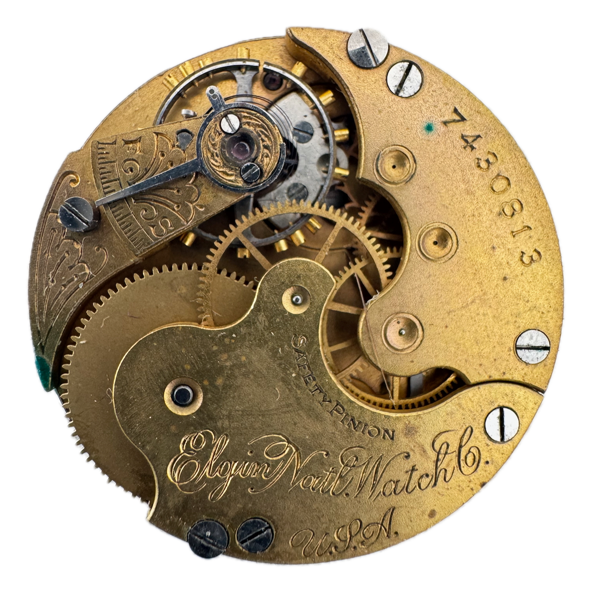 Antique 0s 1898 Elgin 7 Jewel Mechanical Hunter Pocket Watch Movement 109 USA