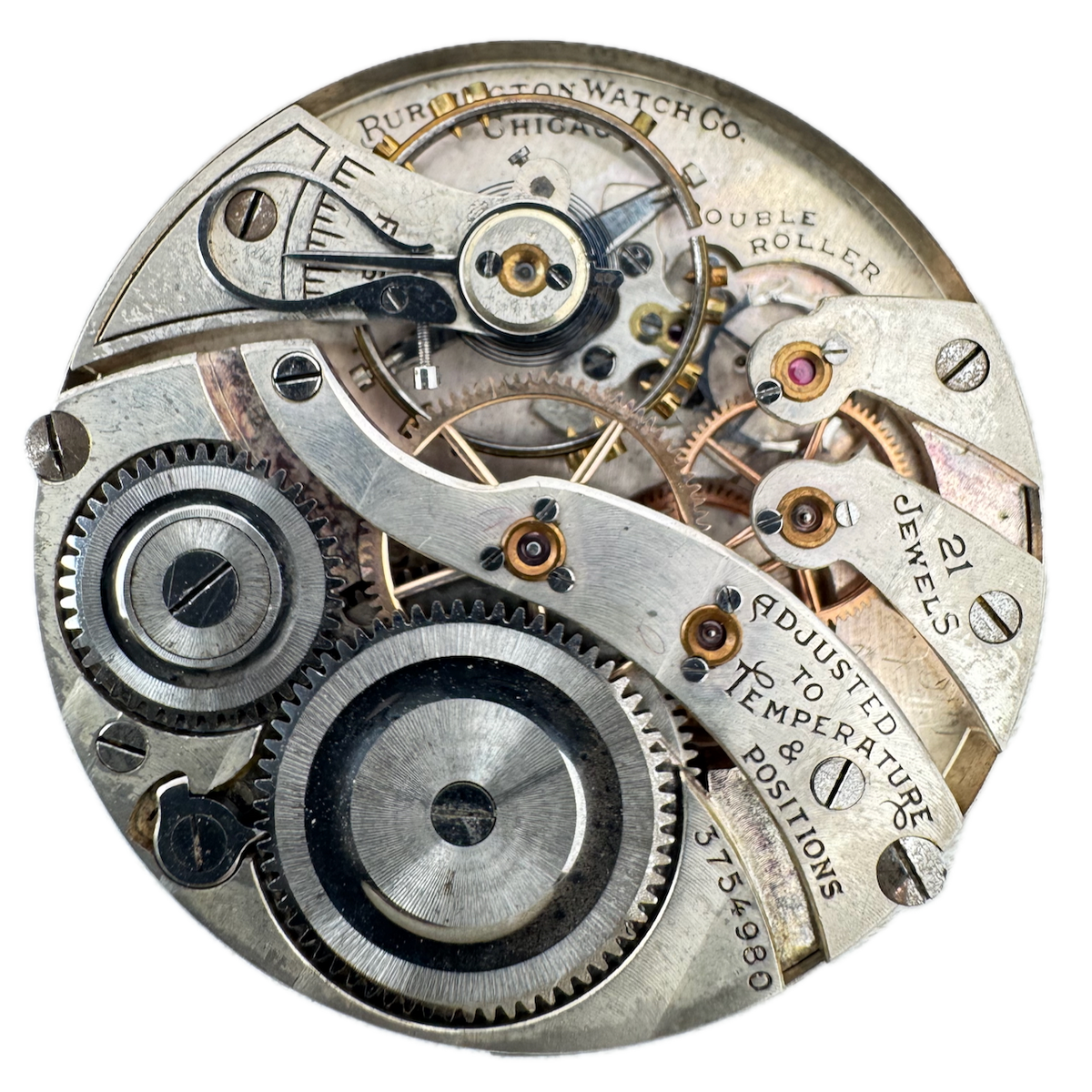 Antique 16s 1920 Burlington 21j Mechanical Pocket Watch Movement Illinois 107