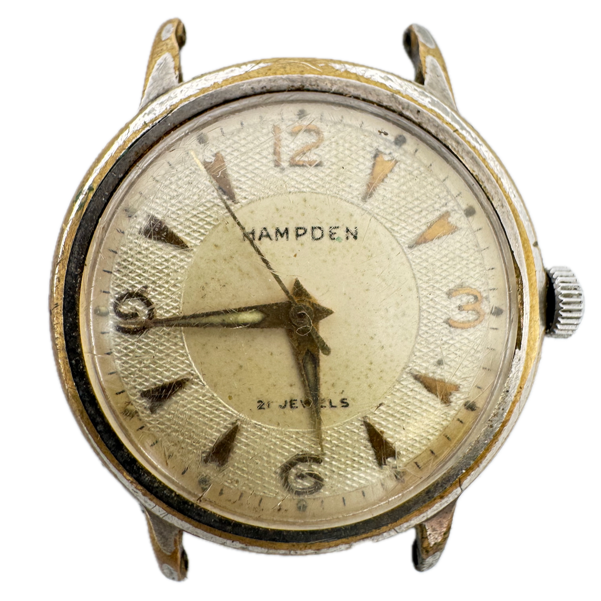 Vintage Hampden Arrowhead Honeycomb Men's Mechanical Wristwatch P 73 Gold Tone